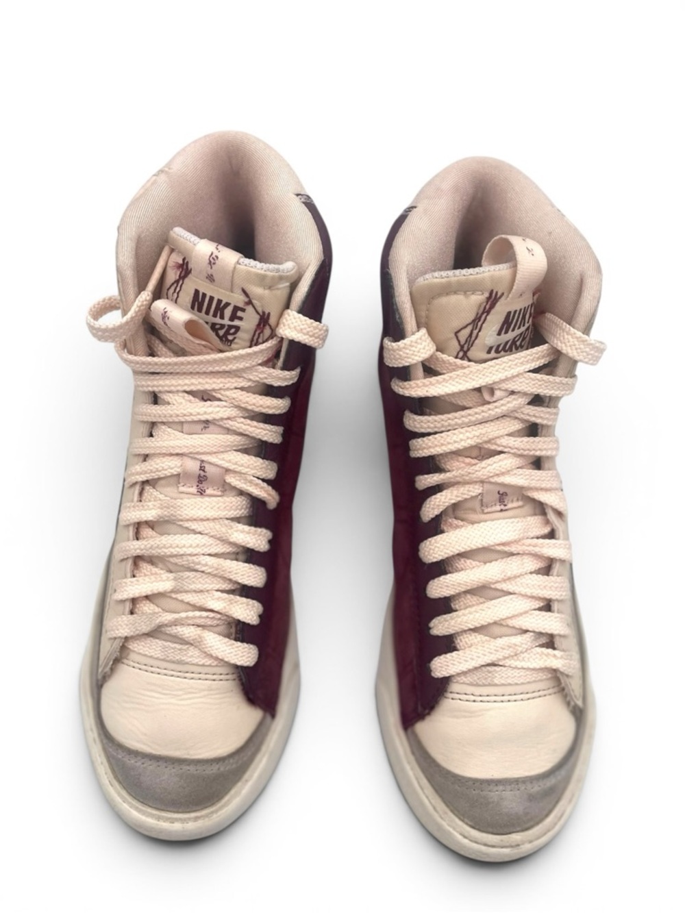 Nike Blazer Mid Burgundy Beige Sneakers Youth 4Y Women 6 Retro Casual - Picture 5 of 11